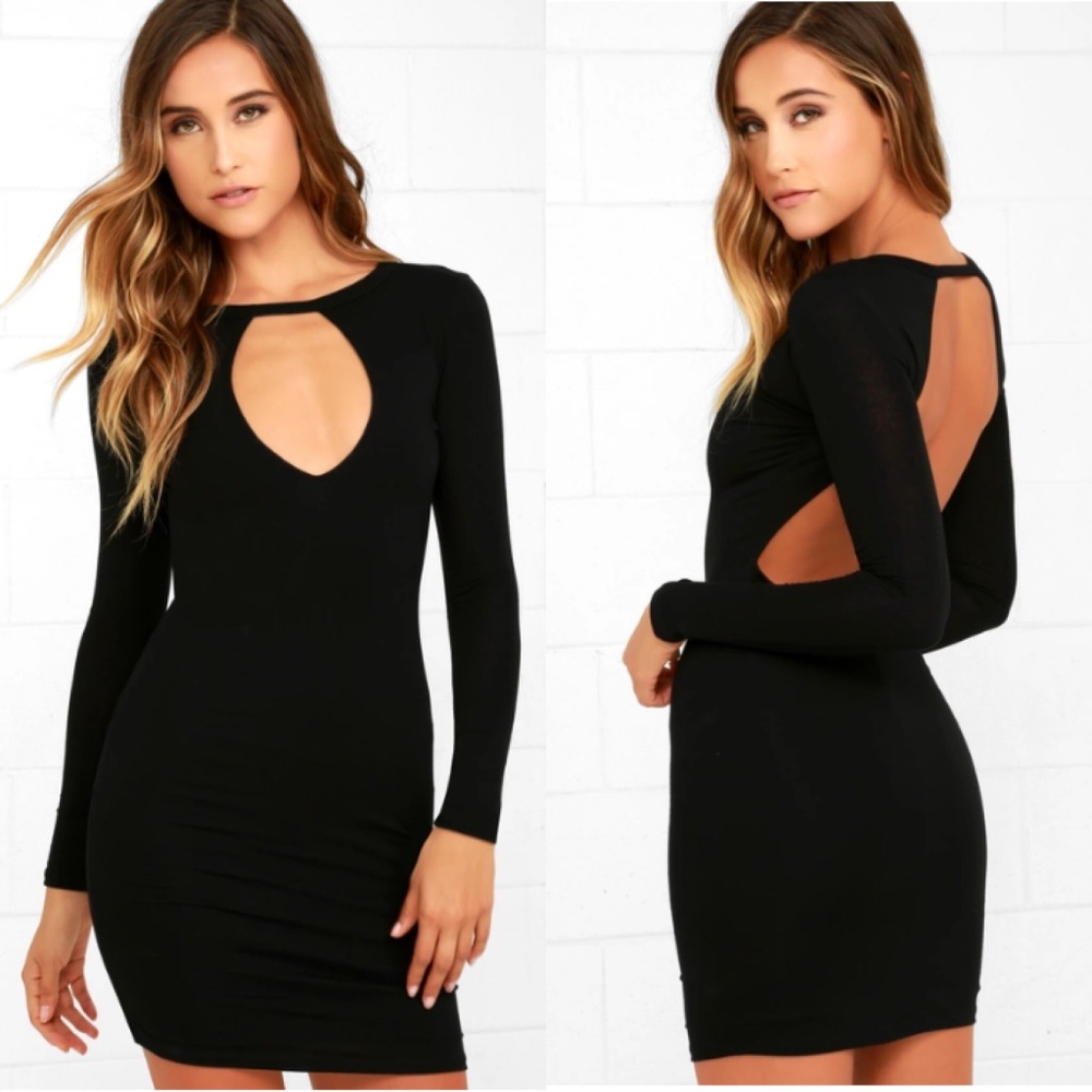Lulu's Black Long Sleeve Dress